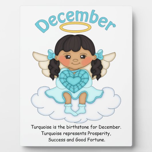 Décembre Ange en pierre de naissance Plaque noire (Devant)