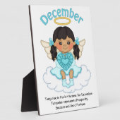 Décembre Ange en pierre de naissance Plaque noire (Côté)