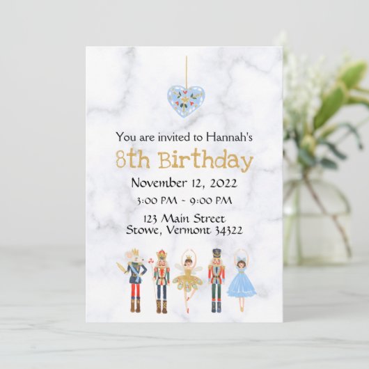 Décembre Anniversaire Nutcracker Invitation (Debout devant)