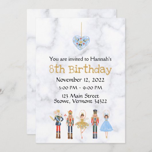 Décembre Anniversaire Nutcracker Invitation (Devant / Derrière)