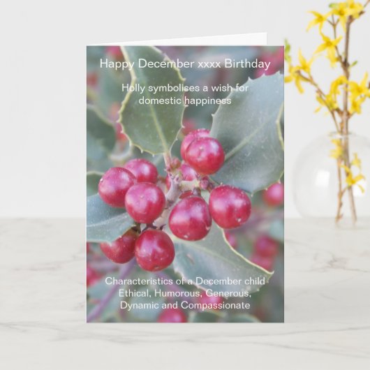 Décembre Carte d'anniversaire (Fleur jaune)