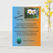 Décembre Carte d'anniversaire - Narcisse et Turquo (Fleur jaune)
