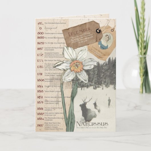 Décembre Carte d'anniversaire Narcissus (Devant)