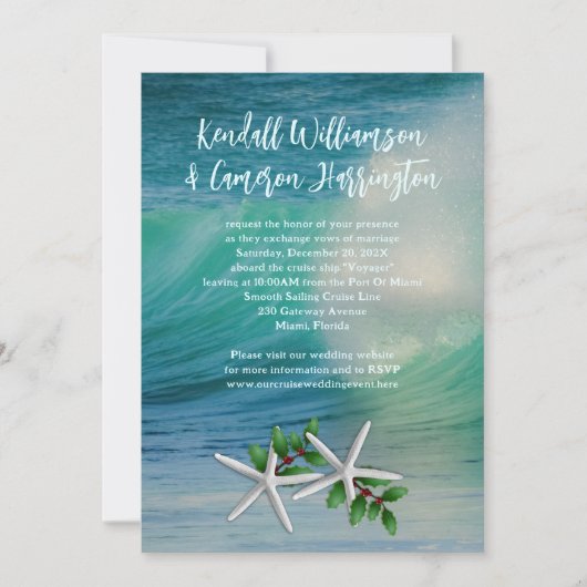 Décembre Croisière Mariage Starfish Invitations (Devant)