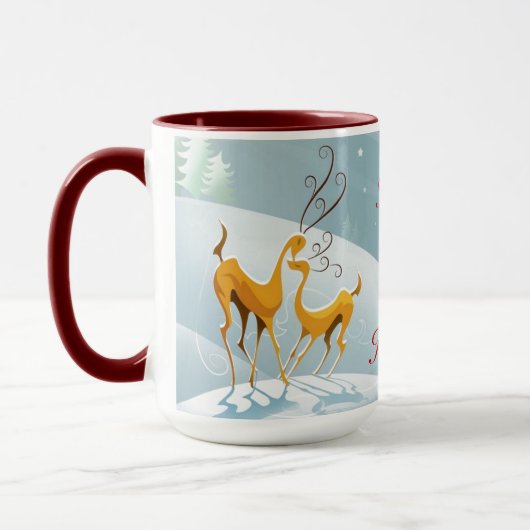 Décembre Joyeuses vacances hiver Scène Mug (Gauche)