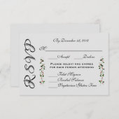 Décembre Mariage Fête RSVP Réponse Menu (Devant / Derrière)
