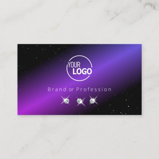 Decent Zwart Roze Paarse Glitter Sterren met Logo Visitekaartje (Voorkant)