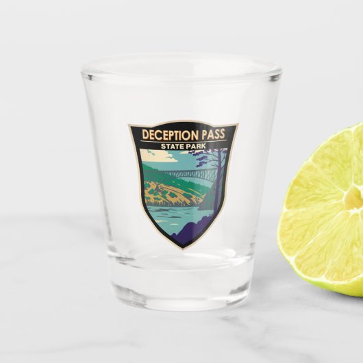 Deceptapas State Park Bridge Washington Badge Shot Glas (Voorkant)