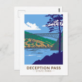 Deceptapas State Park Bridge Washington Retro Briefkaart (Voorkant / Achterkant)
