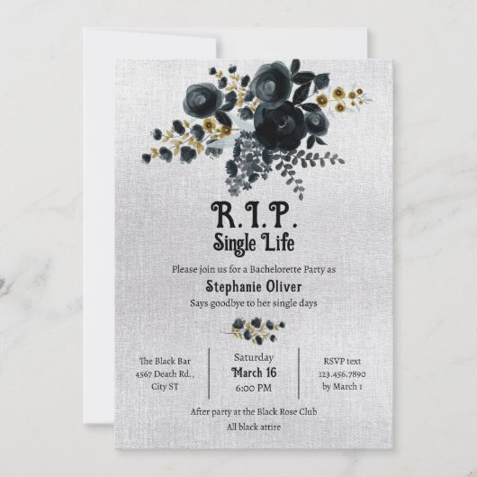 Décès à ma seule vie Bachelorette Invitation (Devant)