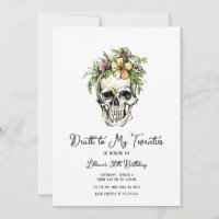 Décès à mes 20 ans Invitation crâne floral