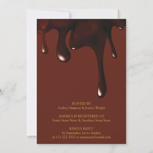 Décès par Invitation à la douche nuptiale au choco (Dos)