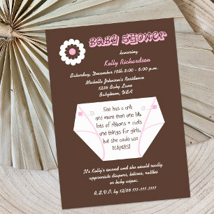 Déchets Second Baby Girl Douche Invitation