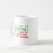 Déchets Vie Cherche Grands Mots Mug Drôle (Devant gauche)