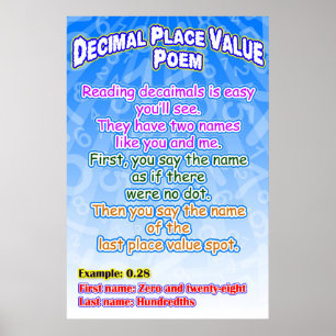 Decimaal Place Value Poem = Poster/ankergrafiek Poster