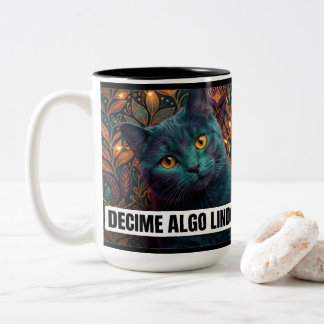 Decime Algo Lindo Funny Cat Mug - High Contrast Ne Tweekleurige Koffiemok