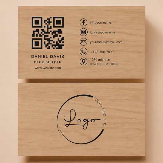 Deck Builder Wood Professional QR Code Visitekaartje