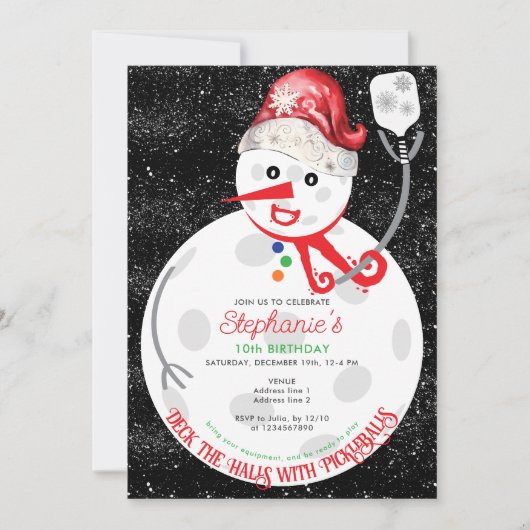 Deck de Hallen Kerstmis Pickleball Verjaardagsfees Kaart (Voorkant)