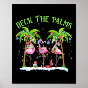 Deck De Palmen Flamingo Tropische Kerstverlichting Poster