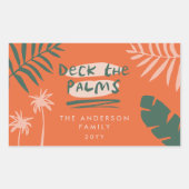 Deck De Palmen Kerstmis Tropisch Modern Rechthoekige Sticker (Voorkant)