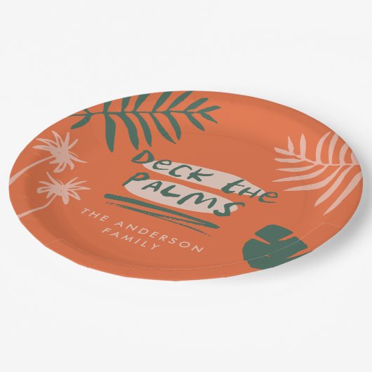 Deck de palmen Kerstmis tropisch modern uniek Papieren Bordje (Gekanteld)