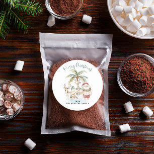 Deck de palmen   Leuke tropische kerst Ronde Sticker