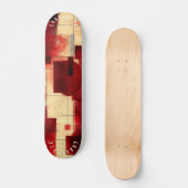 Deck de skateboard géométrique rouge et beige abst (Recto)