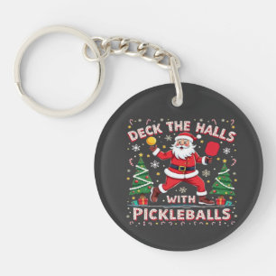 Deck de zalen met pickleballs sleutelhanger
