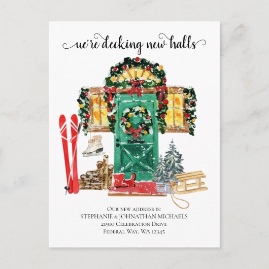 Deck New Halls Holiday Moving Faire-part Post (Devant)