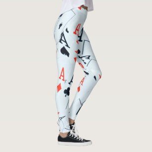 Deck of Destiny: Gelaagde Azen in een Poker Shuffl Leggings