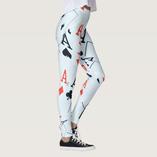 Deck of Destiny: Gelaagde Azen in een Poker Shuffl Leggings (Rechts)