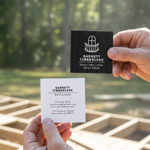Deck Porch & Patio Bouwer - Zwart en Wit Vierkante Visitekaartje