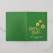 "Deck the Halls" Carte de vacances Pliage Vert (Mise à l'extérieur)