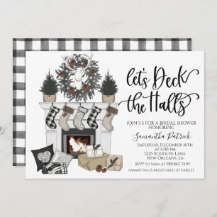 Deck the Halls Christmas Bridal Shower Invitation