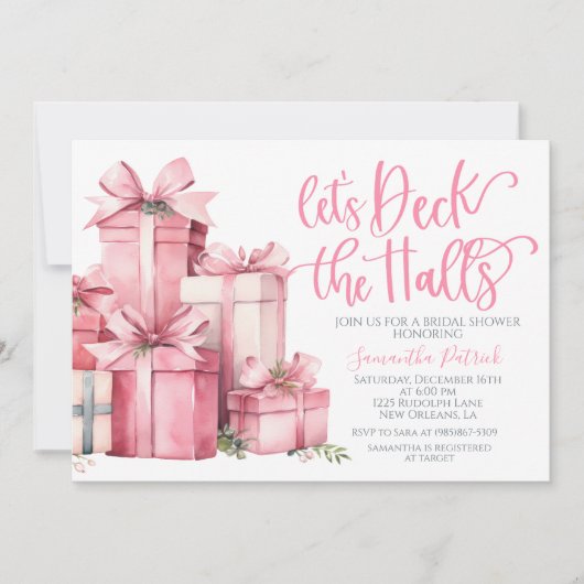Deck the Halls Christmas Bridal Shower Invitation (Devant)