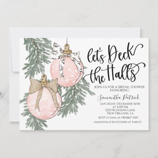 Deck the Halls Christmas Bridal Shower Invitation (Devant)