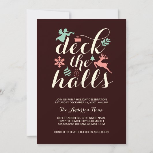 Deck The Halls Christmas Holiday Invitation (Devant)