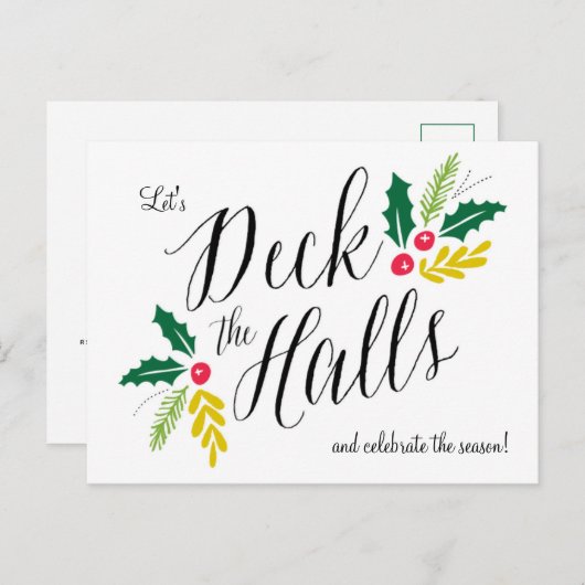 Deck the Halls Festive Fête Invitation (Devant / Derrière)