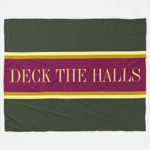 DECK THE HALLS Fun Bourgogne Rood Groene Strepen Fleece Deken