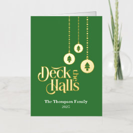 "Deck the Halls" Groen Gevouwen Folie Vakantie Kaa Folie Feestdagenkaart