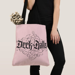 Deck the Halls Luxe Lettering Roze Zwart Tote Bag
