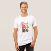 Deck the Halls Retro Groovy Kerst Feestdagen Tri-Blend Shirt (Voorkant volledig)