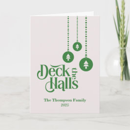 "Deck The Halls" Roze Groene Kerstmis Kaart