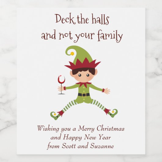 Deck the Halls Vin amusant Vin Étiquette (Étiquettes simples)