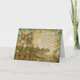 "Deck the Halls" Vintage Kerst Kaart