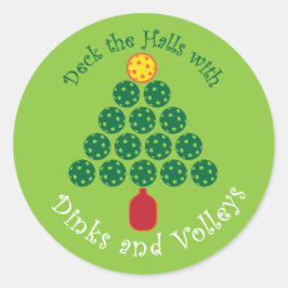 Deck the Halls with Pickleball Ronde Sticker