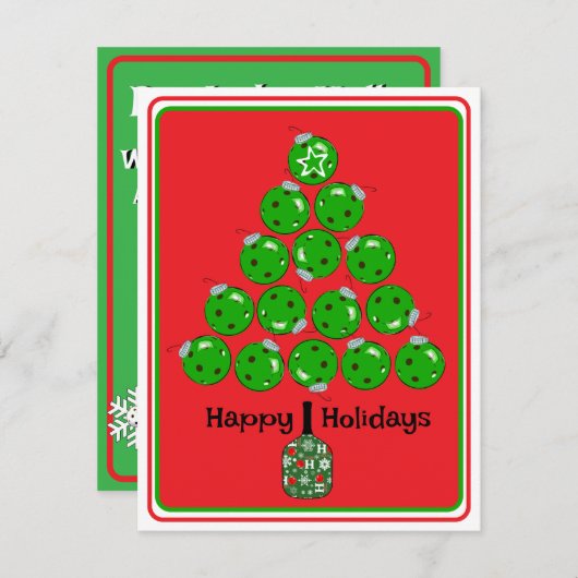 Deck the Halls with Pickleballs Christmas Party Kaart (Voorkant / Achterkant)