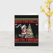 Deck The Halls With Trash Raccoon Ugly Christmas S Kaart (Gele Bloem)