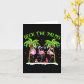 Deck The Palms Flamingo Trocal Christmas Lights Kaart (Gele Bloem)