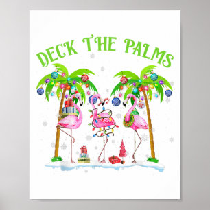 Deck The Palms Flamingo Tropische Kerstverlichting Poster